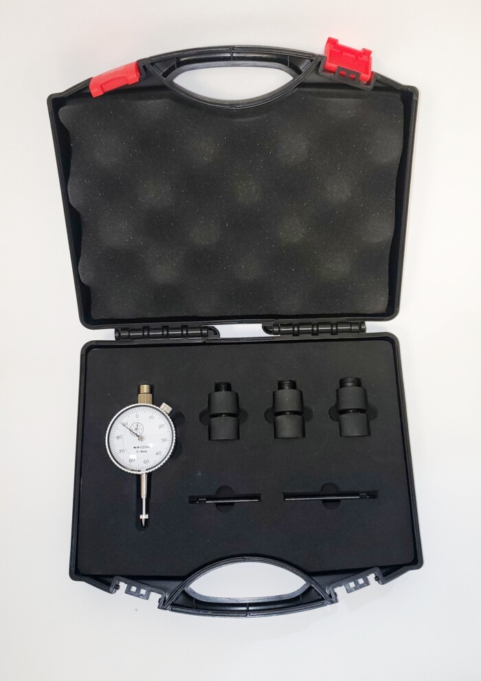 **OUT OF STOCK** Economy Cycle 2 Stroke Dial Gauge Kit - Metric, Works with engine in frame, multiple adapters and extensions.